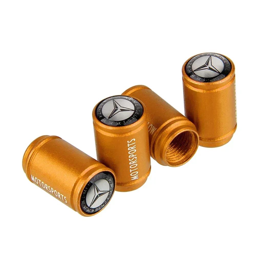 2025 Hot 4Pcs Matte Metal Car Wheel Tire Valve Caps For Mercedes Benz W210 W211 W212 W176 W164 C180 W222 CLK Air Nozzle Cover Ac