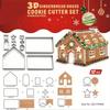 1SET Stainless Steel Christmas Cookie Cutters Set Mold Gingerbread House Biscuit Mould Baking Accessories Handmade DIY Biscuit House Christmas Cake