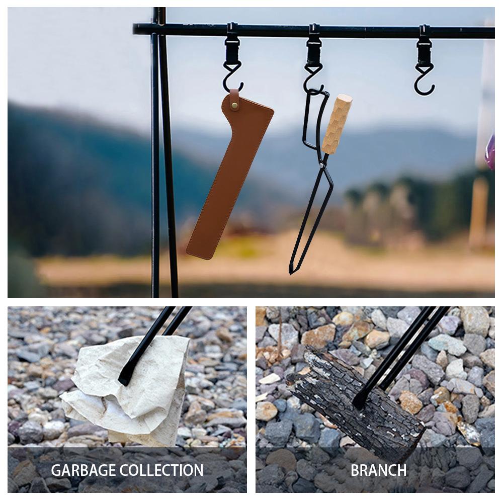 Metal Wooden Barbecue Fire Tongs Long Handle Wood Burner Fireplace Charcoal Clip Portable Lightweight Outdoor Camping Equipment