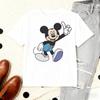 Летняя хлопковая футболка Disney с принтом Микки и Минни Маус, свободная, повседневная, с коротким рукавом, унисекс