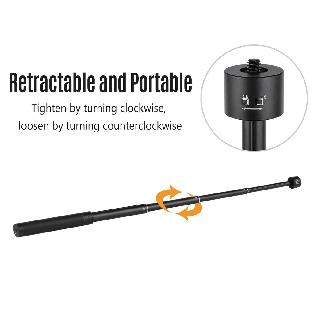 Telescopic Stabilizer Extension Rod Max. Length 73cm Aluminum Alloy Pole with 1 4 Inch Screw and Screw Hole for Gimbal