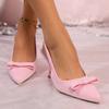 Сандалии большого размера новые сексуальные туфли на среднем каблуке с бантом с острым носком на тонком каблуке сандалии с закрытым носком