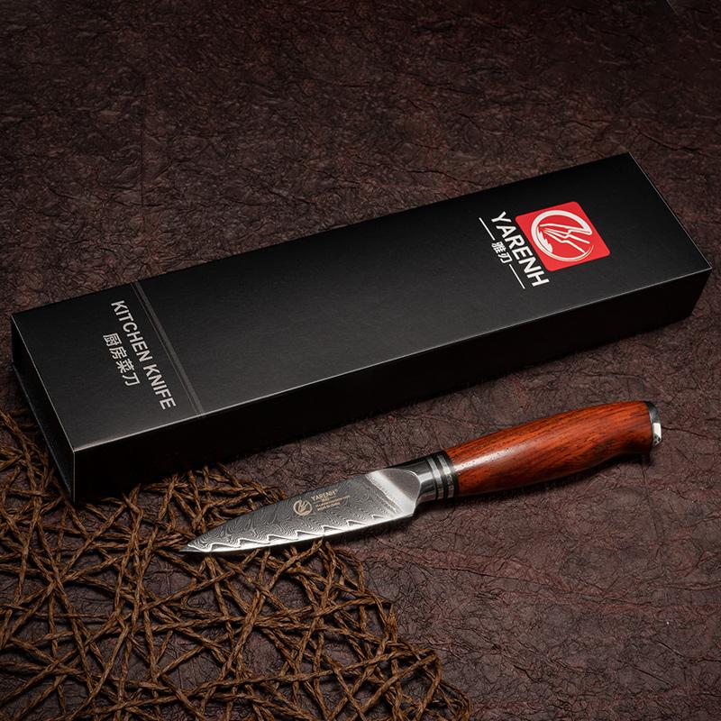 YARENH Paring Knives Japanese 73 Layer Damascus Steel Handmade Premium Dalbergia Handle Sharp Small Knife for Kitchen Cutting Fruit Peeling