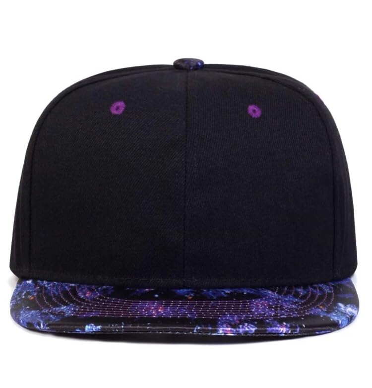 Sproutsy Men's Stylish Graphic Hip Hop Cosmo Cap, Unisex, Space Design, Purple and Black