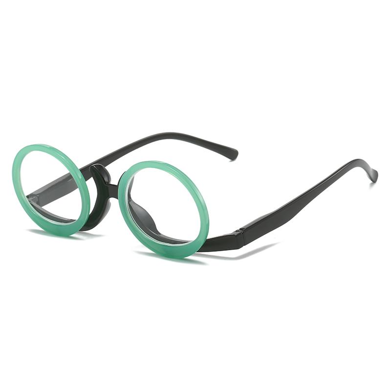 HS2145UP Unisex Readers Eyeglasses 90 Rotating Lens Light Blue/Blue/Red Walking Glasses PC Temples Presbyopia Reading Glasses