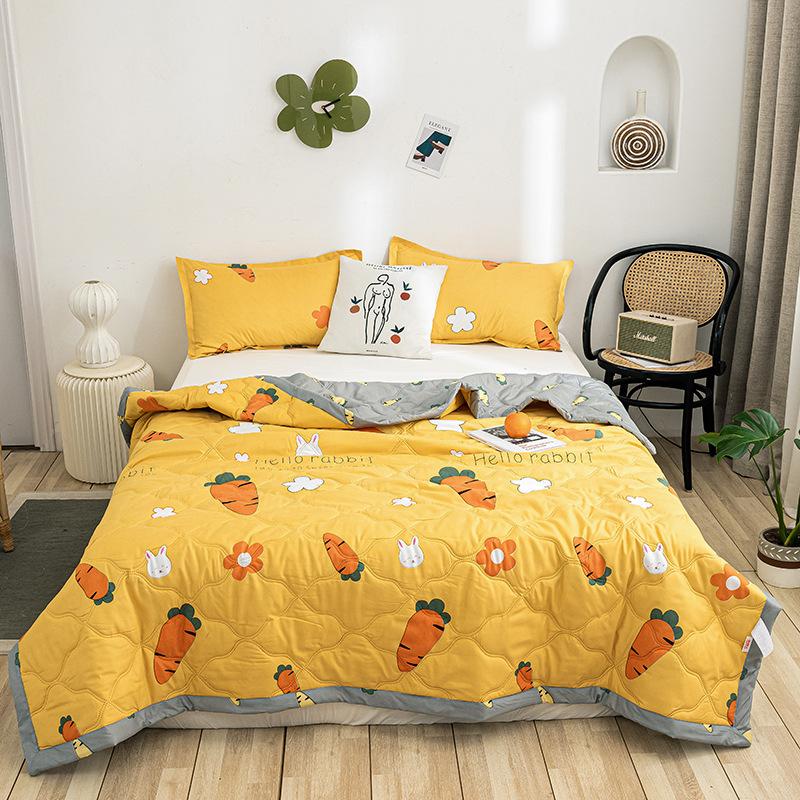 Новое стеганое одеяло с принтом, стеганое одеяло из стиранного хлопка, летнее тонкое одеяло, приятное к коже постельное белье, тонкое одеяло для кондиционера, домашний текстиль, машинная стирка