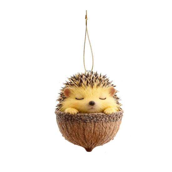 Шарм-подвеска в виде животного-шишки, легко подвешивается, акриловое рождественское подвесное украшение на праздничную тематику, яркий цвет, животное-орнамент