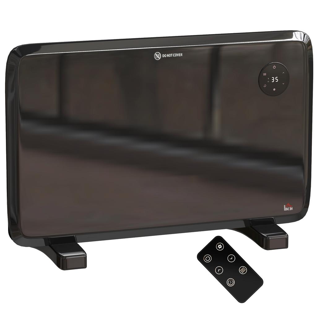 1.2kW Freestand/On-Wall Electric Convector Heater, with Adjustable Thermostat - Black