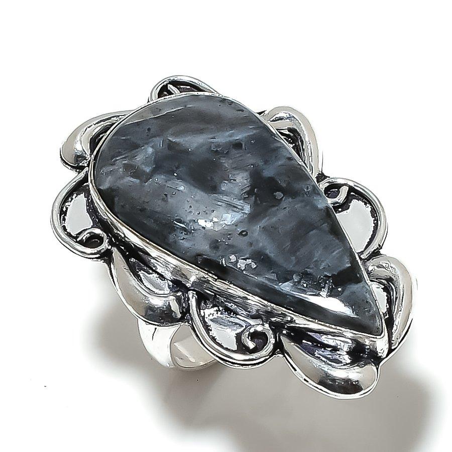 Ларвикит камень драгоценный камень ручная работа 925 стерлингового серебра ювелирное изделие кольцо размер 9 n6n66