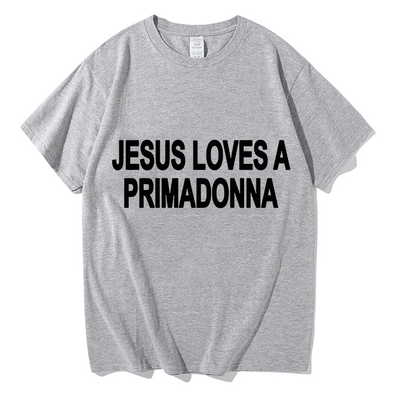 Футболки с принтом Nessa Barrett Jesus Loves A Primadonna Мерч Унисекс Одежда Тренд Повседневная С коротким рукавом Эстетичные Топы Одежда из чистого хлопка