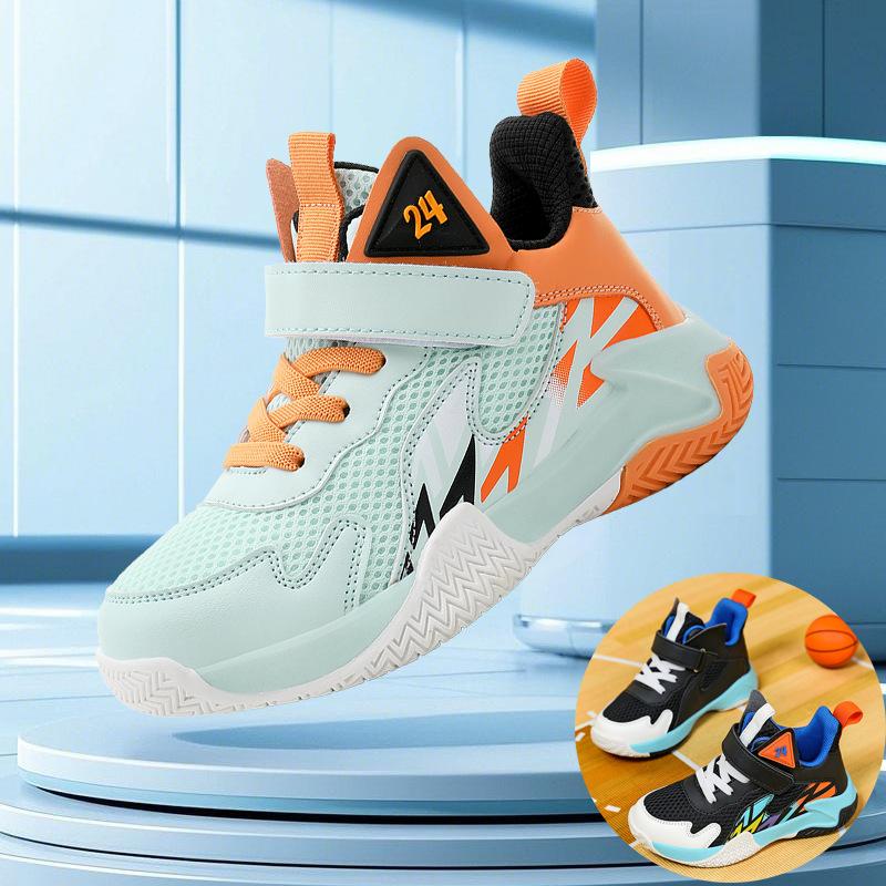 Breathable Children's Basketball Shoes Boys 2025 New Mesh Medium and Older Children's Non-slip and Wear-resistant Cushioning Shoes
