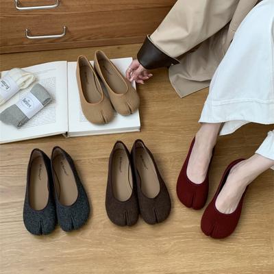 Мода Bailamos Новый Бренд Женские Туфли на Плоской Подошве Мода Лоферы с Раздельным Носком Мягкий Плоский Каблук Женские Повседневные Уличные Туфли Мэри Джейн