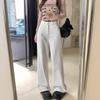 Spring and summer white jeans women's straight-leg pants, loose and drape women's wide-leg pants floor-mopping pants