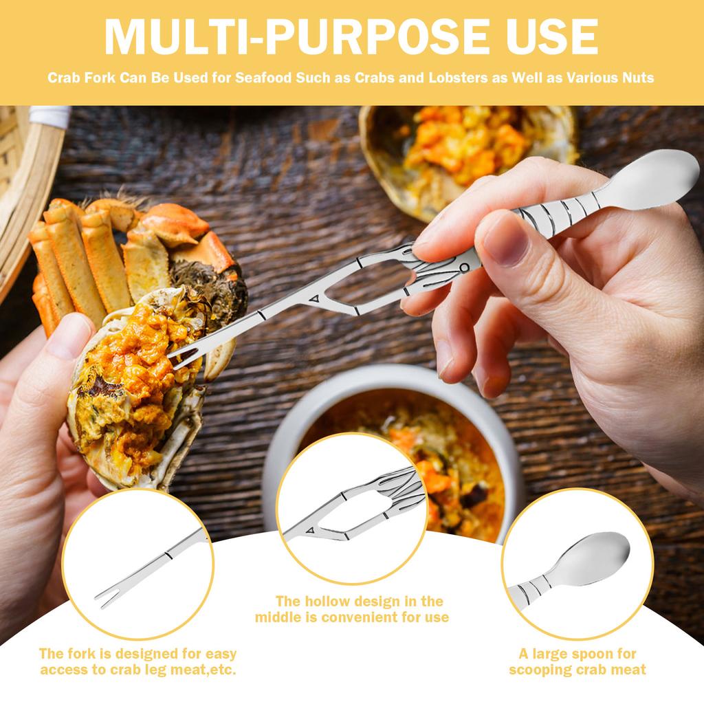 6 Pcs Stainless Steel Seafood Tool Kit With Crab Cracker And Picks Anti-rust Crab Lobster Oyster Claw Pliers Kitchen Utensil