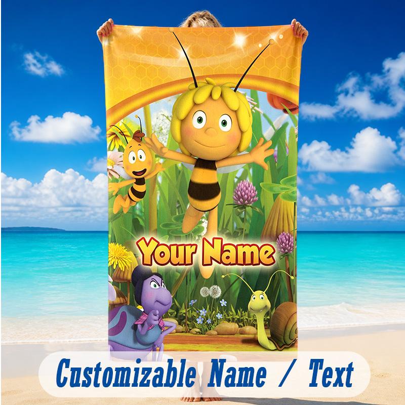 Beach Towel Custom Name Text, Quick Dry Large Towel For Beach HomeDie Biene Maja