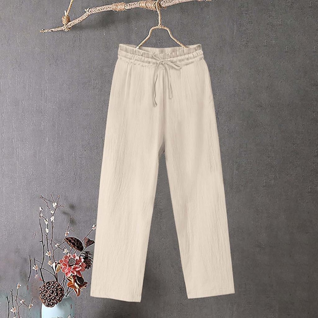 Женские широкие брюки повседневные свободные карманы однотонные эластичные летние брюки для женщин повседневные брюки