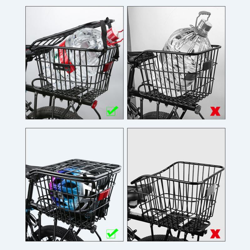 Bike Rear Basket With Rear Light Bicycle Rear Seat Storage Basket Metal Large Rear Cycle Rack Frame Cycle Rear Shelf For Cycling