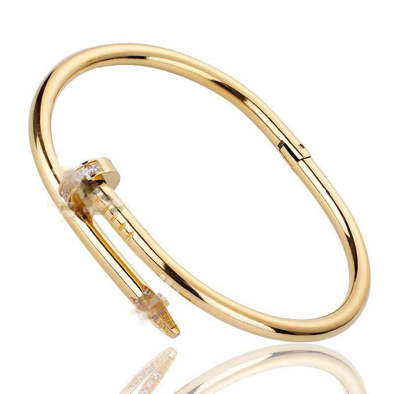 Классический женский регулируемый браслет-гвоздь из титановой стали с бриллиантами