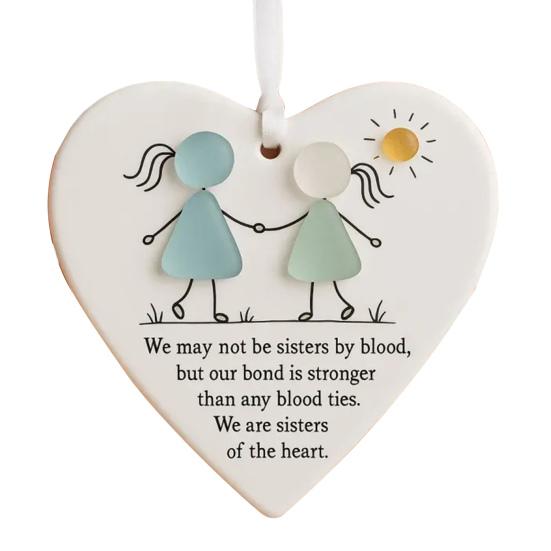 Friendship Sea Glass Christmas Ornament Round/Heart Shaped Friendship Keepsake for Best Friends Handmade Sea Glass Art Hanging Ornament for Christmas