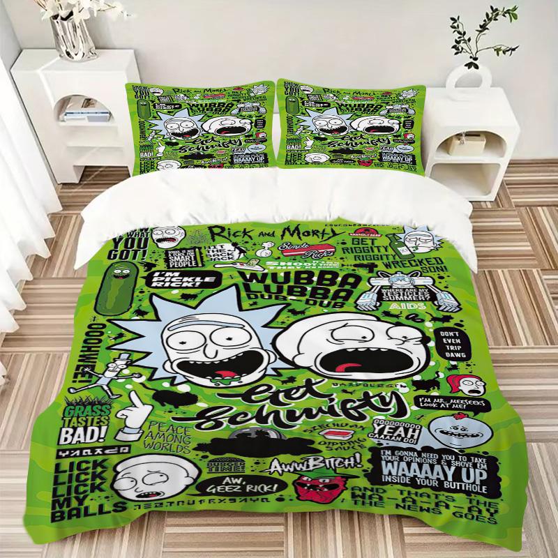 Rick Morty Sticker Art Print 3Pcs Bedding Setduvet Cover With 2 Bedropillowcase Home Birthday Gift