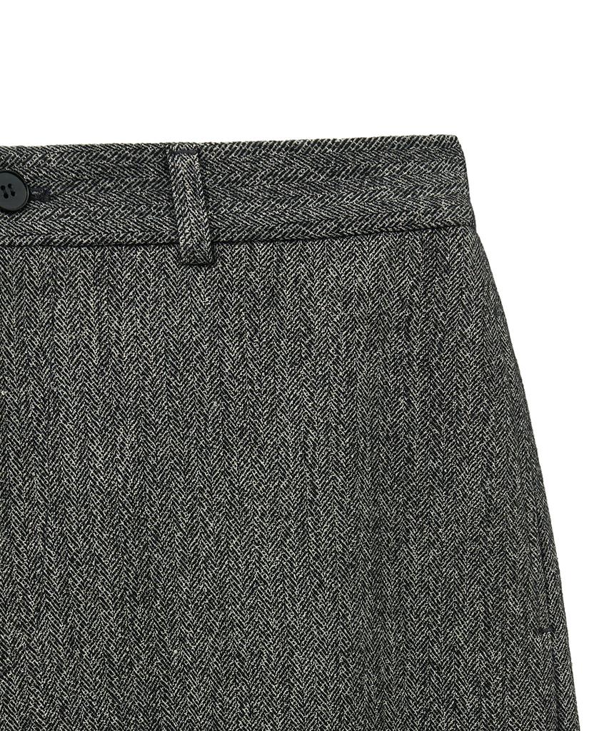 NOIRER Shining Wool Semi High-Waisted Pants (Gray)