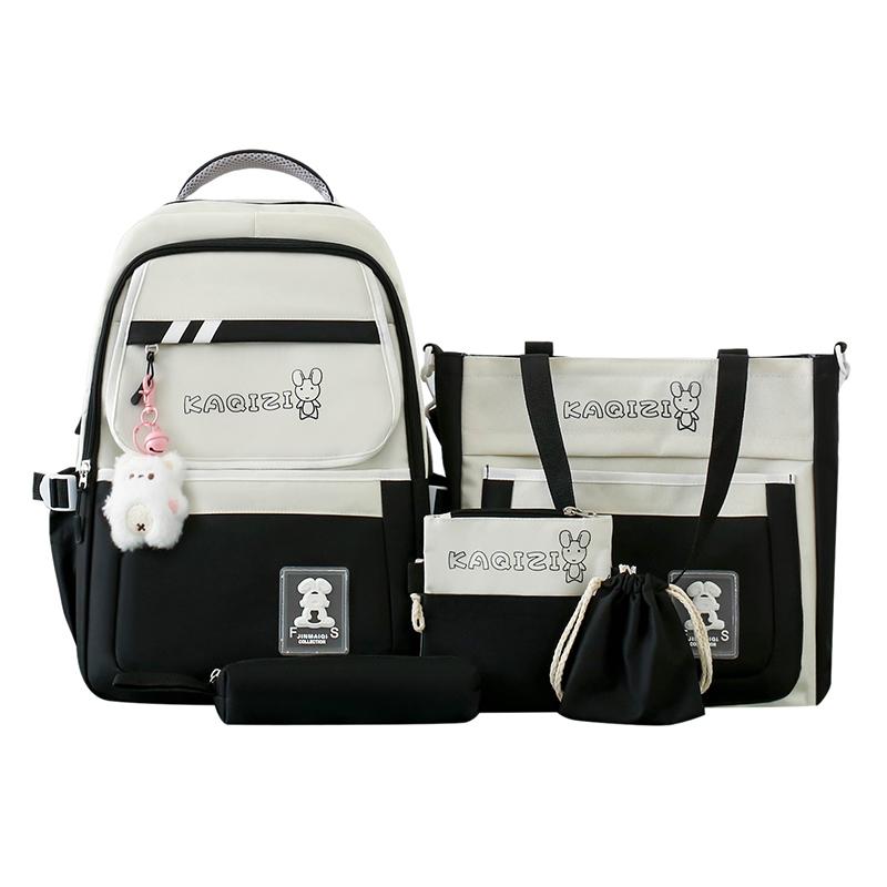 Комплект из пяти рюкзаков, школьный рюкзак для студента, женский рюкзак с цветными блоками, рюкзак большой вместимости