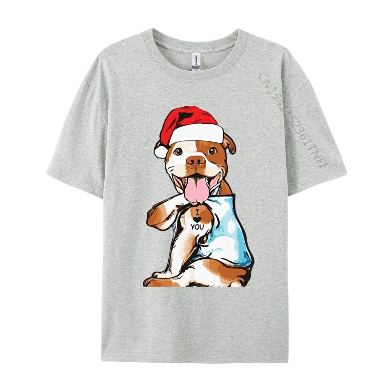 Cute Christmas Pitbull Dog Tshirts Vintage Top Tshirts Tops Tees New Arrival Cotton Printed On Party Unisexs