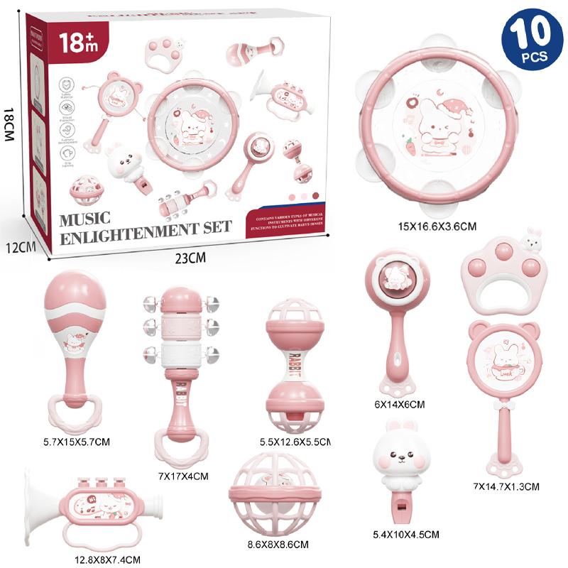 Baby Musical Instruments Set Montessori Handbell Sand Hammer Orff Ringing Instrument Infant Early Visual Stimulation Sensory Toy