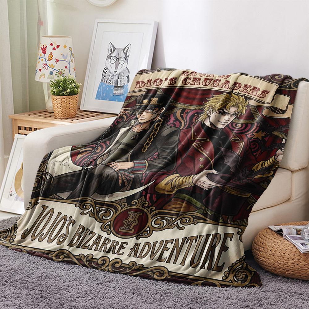 1PC Jojo'S Bizarre Adventure Patterned Flannel Blanket Suitable For All Seasons For Home Decor Warmth And Comfort Gifts Holiday Present