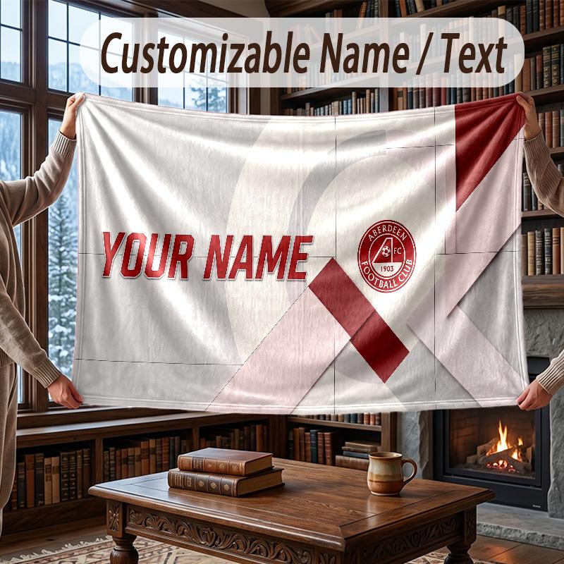 Custom Name Flannel Throw Blanket Aberdeen FC Pattern Warm Home Decoration