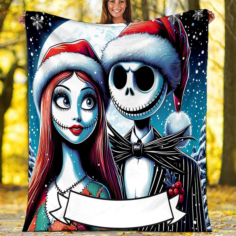 The Nightmare Before Christmas Theme Printed Blanket - Perfect for Couch, Bed, Travel & Outdoor Use | Machine Washable, Cozy & Durable.