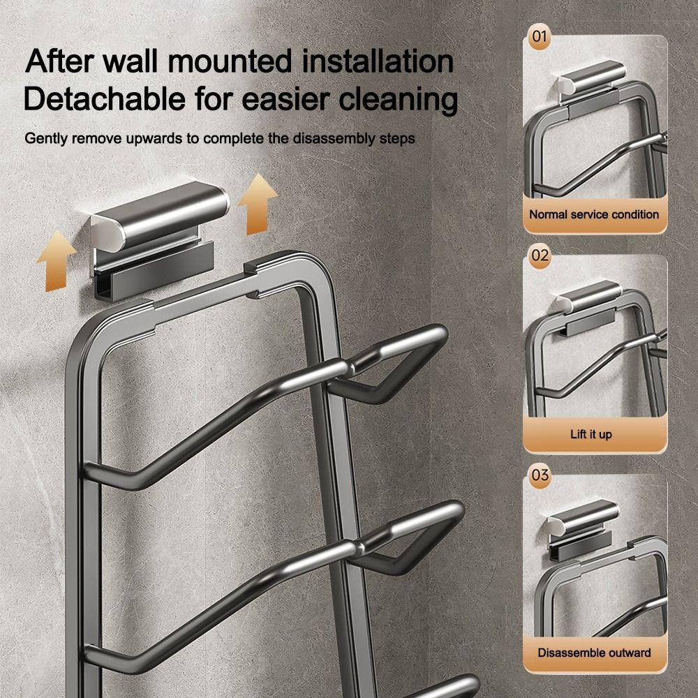 Wall Hanging Pot Lid Holder Punch-Free Kitchen Storage Rack Pot Lid Storage Rack for Kitchen