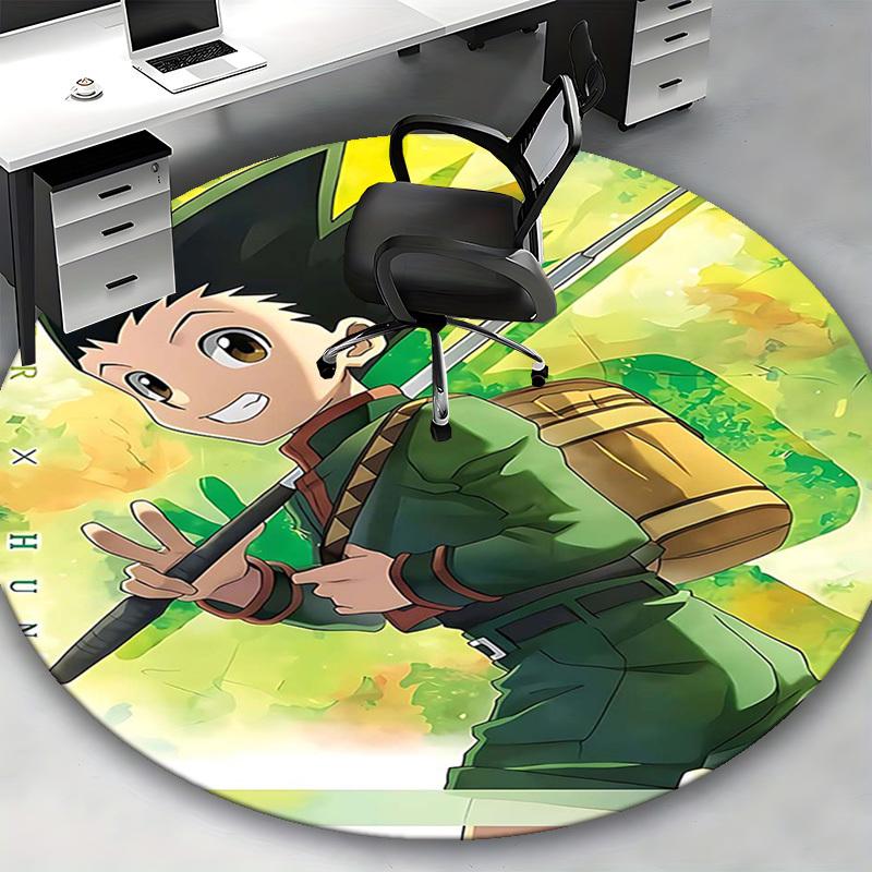 1 шт. Hunter x Hunter Леорио Аниме Мультяшный Дизайн Круглый Ковер Коврик под Офисное Кресло Нескользящий Ковер Подходит для Домашнего Декора, Гостиной