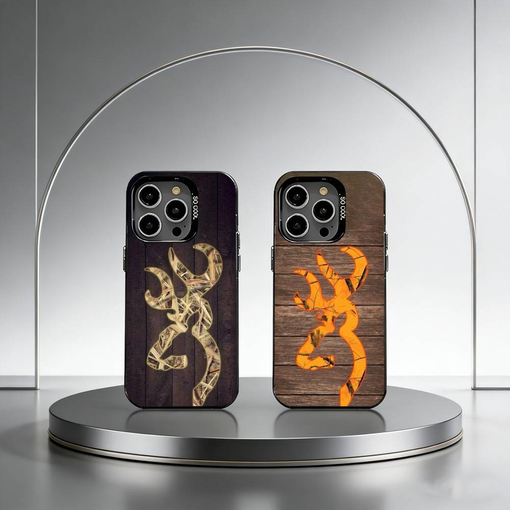 Deer Hunting Camo Phone Case For iPhone 17,16,15,14,13,12,11 Plus,Pro Max,XS,Colored Silver Plated Inside Cover