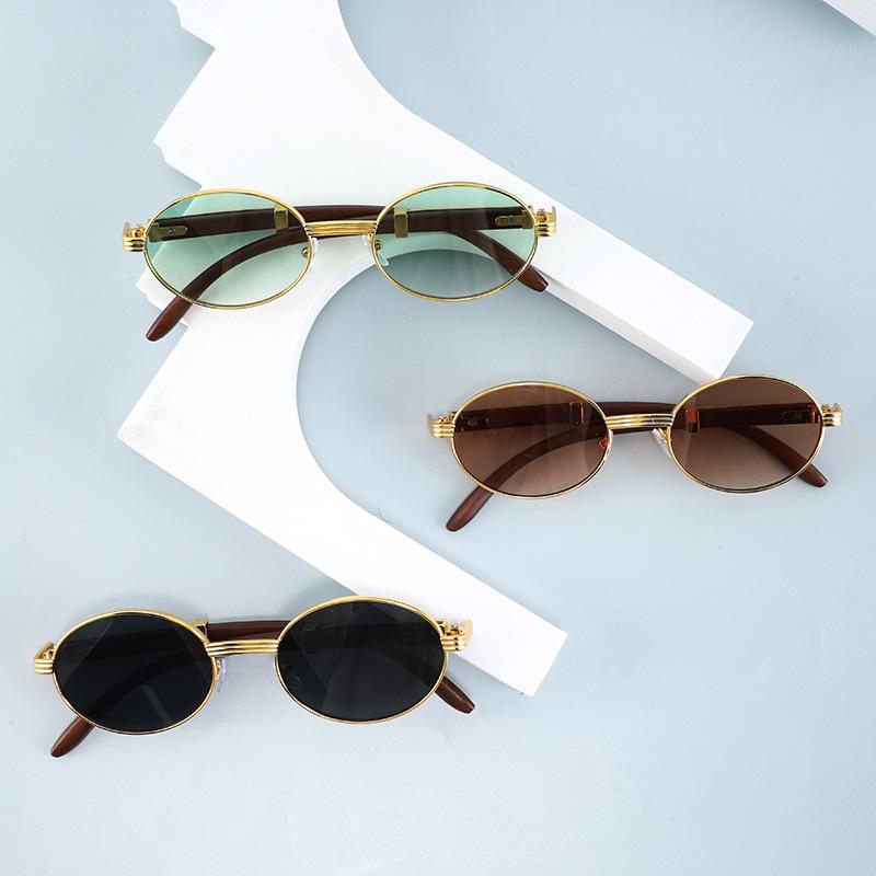 Vintage Oval Sunglasses Oval Frame Sunglasses Metal Sunglasses Literary Sunshades