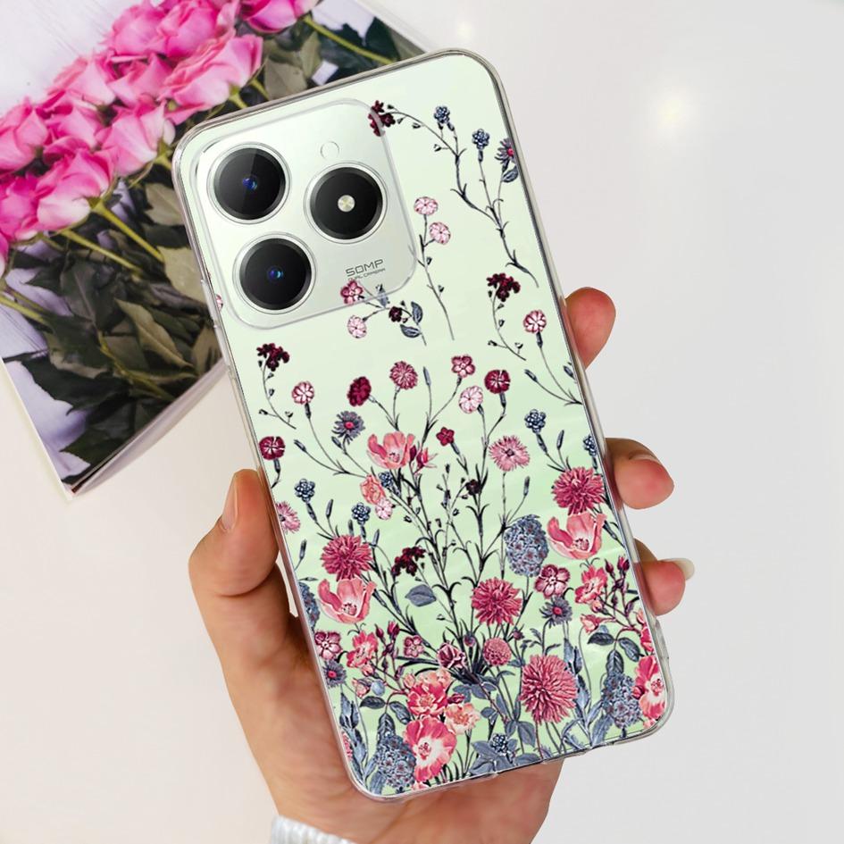 Для Realme C63 4G 2024 Чехол RMX3939 Чехол Милое Сердце Любви Мягкий Прозрачный Силиконовый Защитные Чехлы Для Realme C61 4G C 61 C 63 Funda