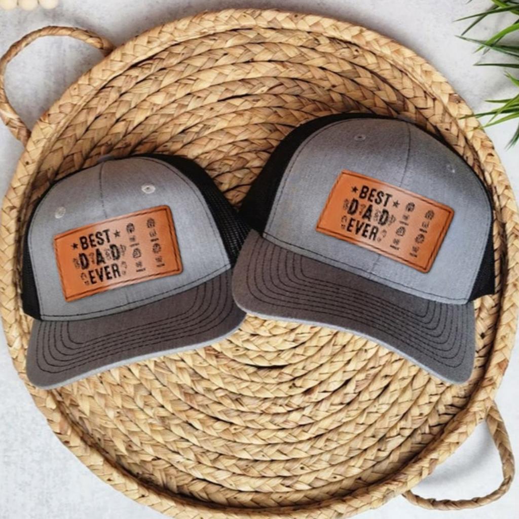 Изготовленная на заказ кожаная нашивка ко Дню отца, микроизогнутая сетчатая шапка, изготовленная на заказ кожаная этикетка