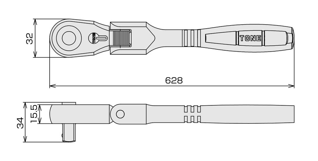 TONE Ультрадлинная поворотная рукоятка с храповым механизмом RH4FHX Угол привода (Тип удержания) 12.7mm (1/2")