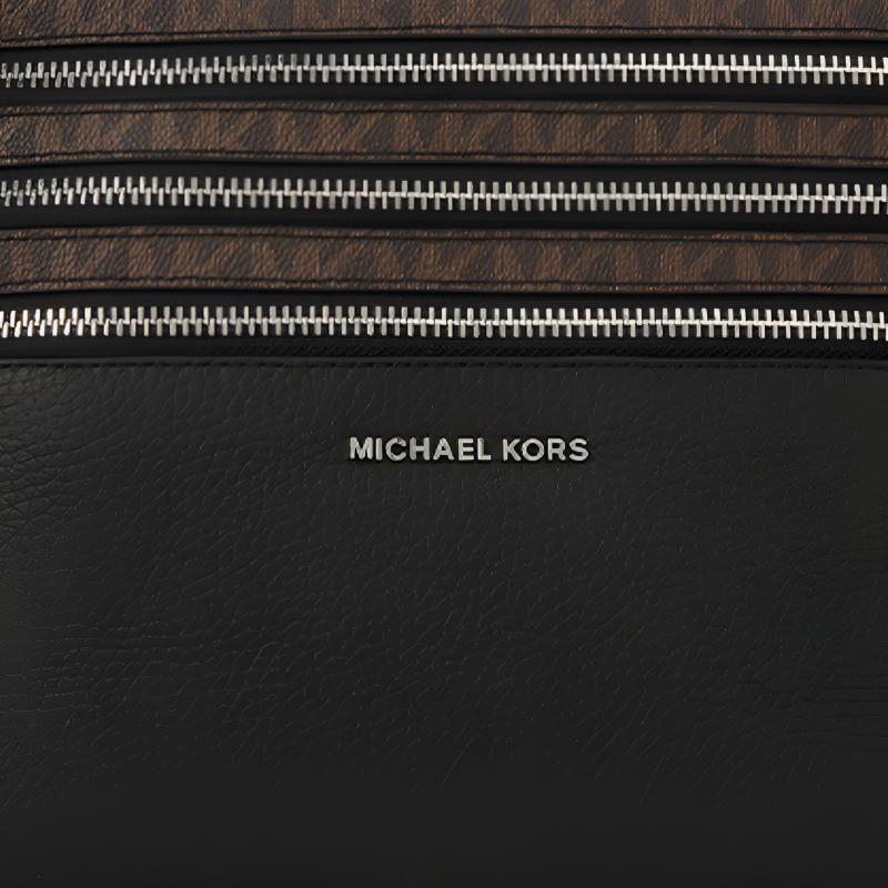 Michael Kors Кожаная клатч-сумка с логотипом Mk, средняя, мужская, черная, темно-коричневая 36H1LGFU2L-201