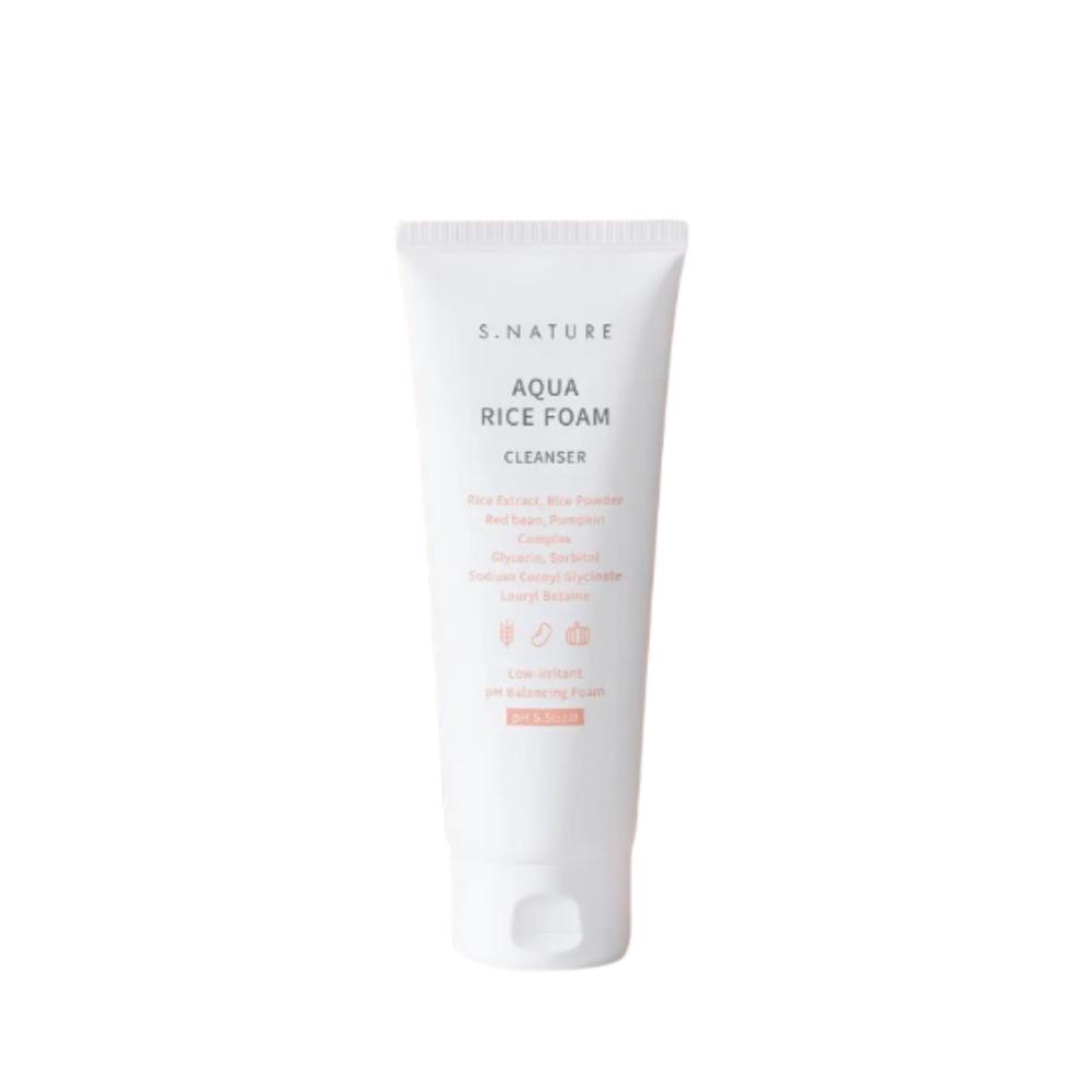 S.NATURE Aqua Rice Mild Acidic Cleansing Foam Gentle pH Balanced Face Wash 160ml
