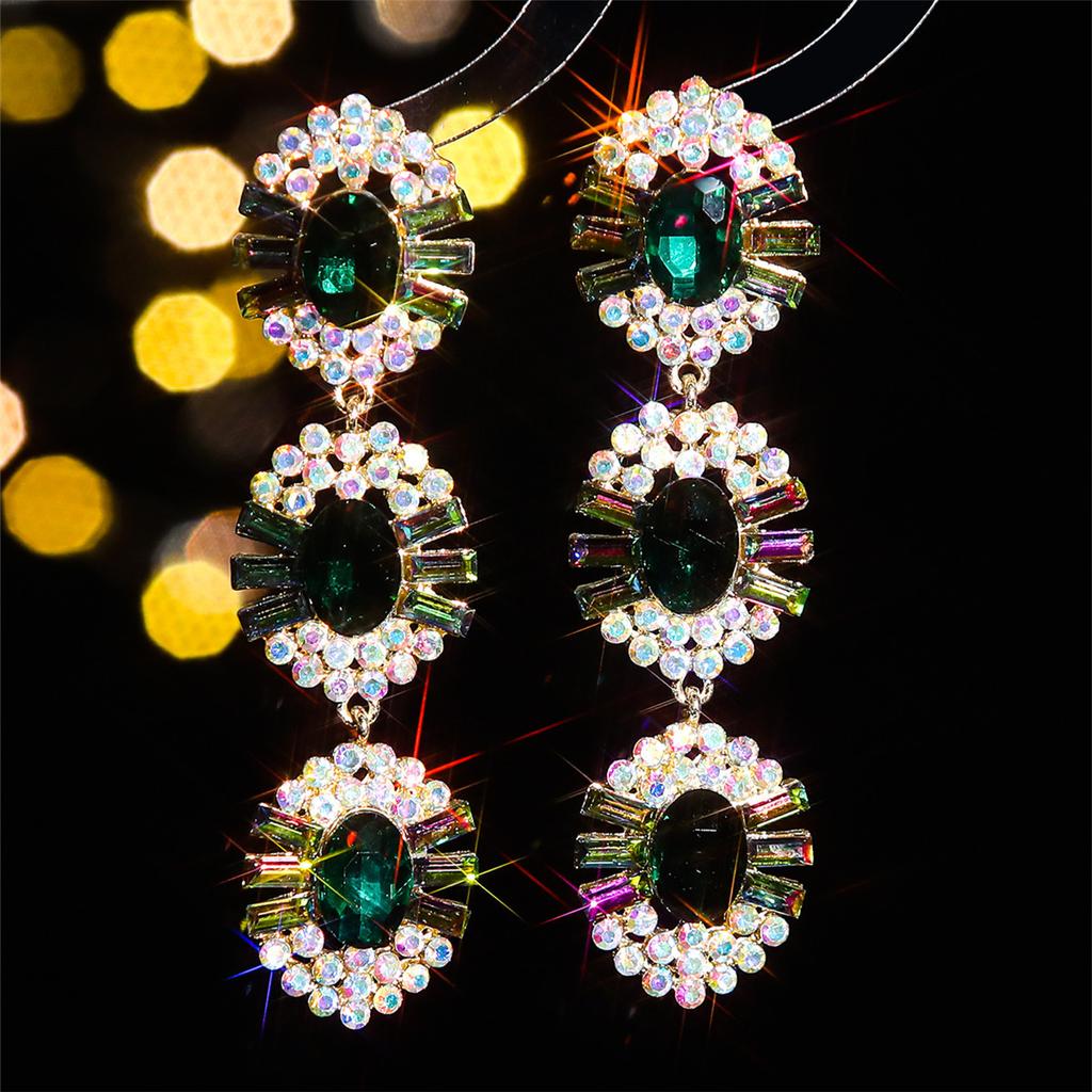 Трансграничные украшения, модные длинные серьги со стразами из стекла, серьги-пусеты в виде цветка с темпераментом суперженщины, серьги для ушей.