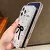 Bowknot Pattern Clear Silicone Phone Case For iPhone 16E 16 Pro Max 15 Pro 14 13 12 11 Diamond Frame Shockproof Soft Bumper Cover