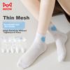 MiiOW Mesh Short Socks for Women, Summer Breathable Thin Ankle Socks, Comfortable White Socks, 5 Pairs