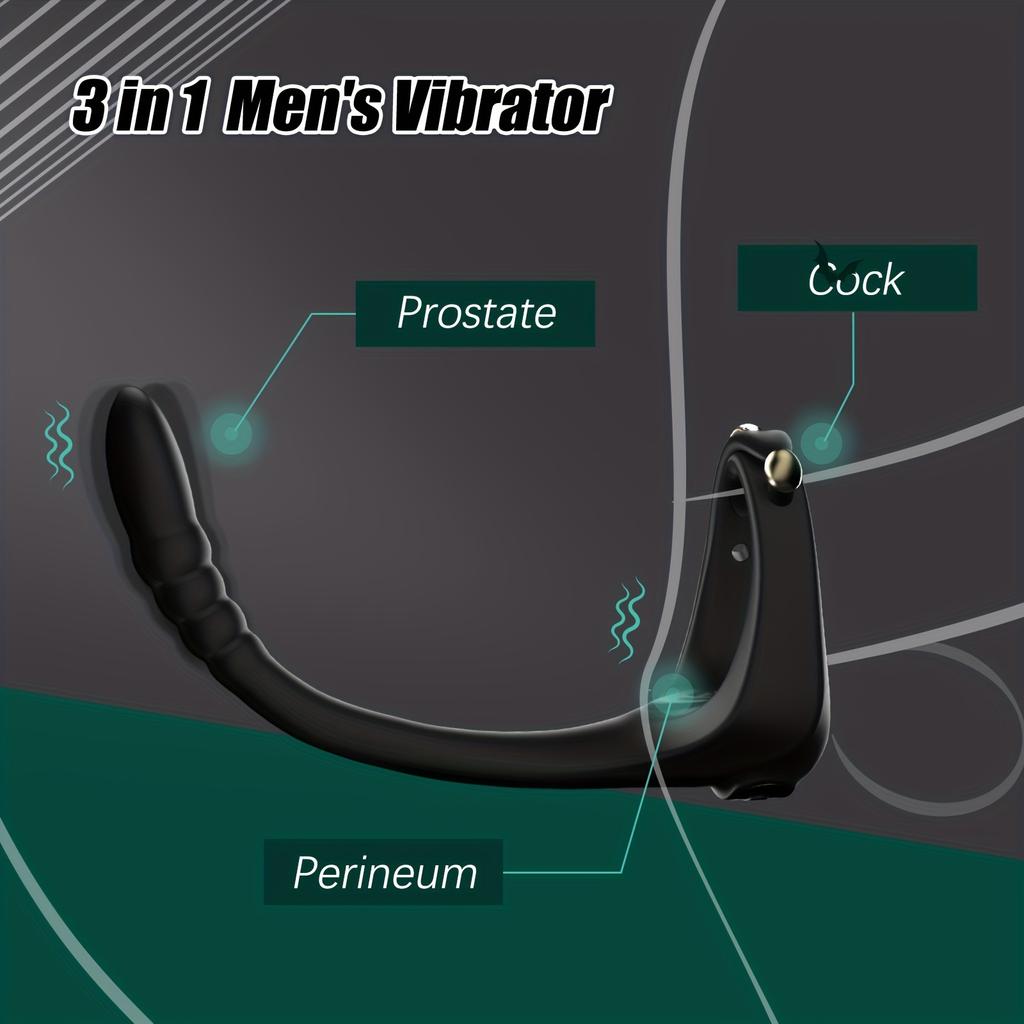 1pc Penis Ring Vibrator, Anal Plug Male Prostate Massager, Delayed Ejaculation Locking Penis Ring, Testicle Massage Stimulator