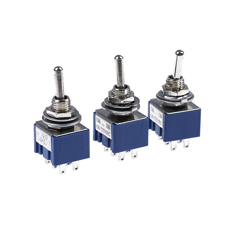 5 шт., 6 P тумблер 6A, 125 В переменного тока, 6-контактный мини-тумблер Dpdt, новый