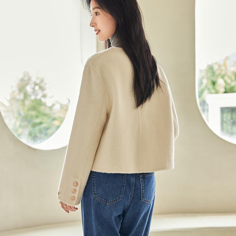 VICTORIA&VERA Women's Short Wool Blend Coat