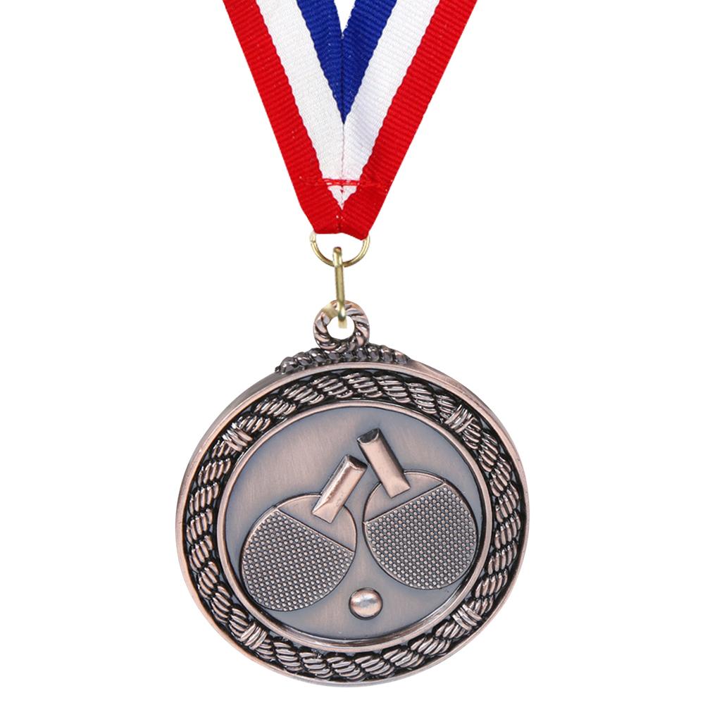Медаль для пинг-понга 5 см с шейной лентой для соревнований, вечеринок, гонок (медь)