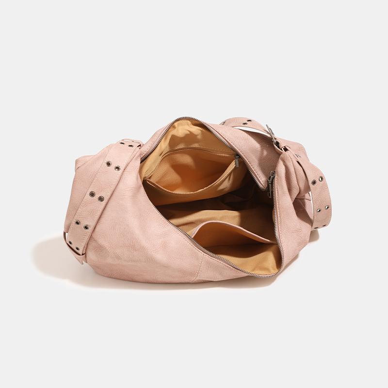 Большие вместительные сумки-тоуты в форме полумесяца для женщин, роскошные дизайнерские сумки и кошельки, новые в винтажном стиле, сумка через плечо с заклепками