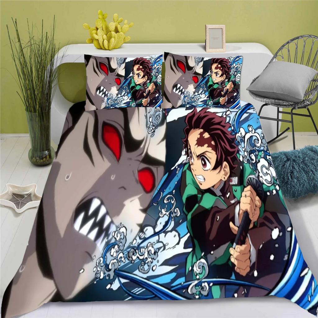 Children Coton D-Demon Slayer Soft Duvet Cover Polyester Set kimetsu no yaiba Beding Adorable Lovely Printed Carton Comfortable Quilt Cover Premium