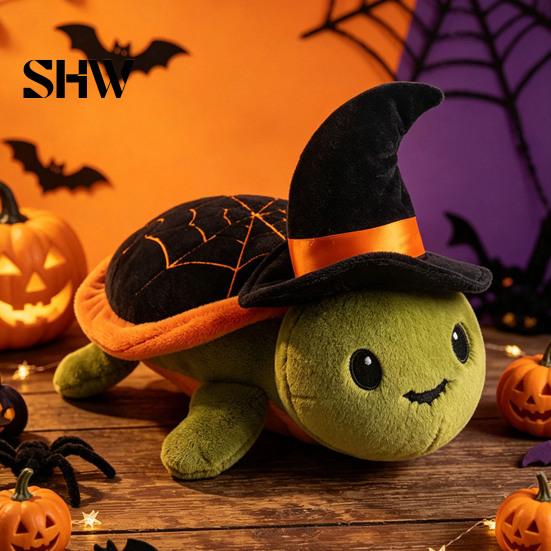 Portable Bag Accessory Halloween Cute Turtle Plush Toy with Wizard Hat, Soft Small Keychain Pendant Stuffed Animal, Pendant, Holiday Party Favors Hat
